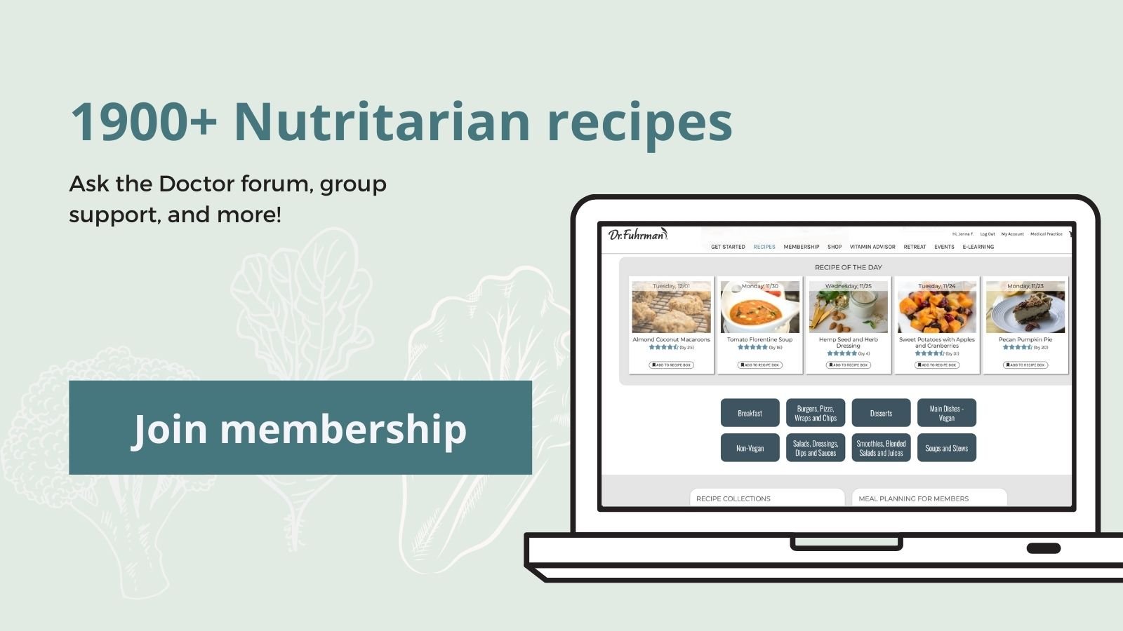 Membership gives you access to 1900+ recipes