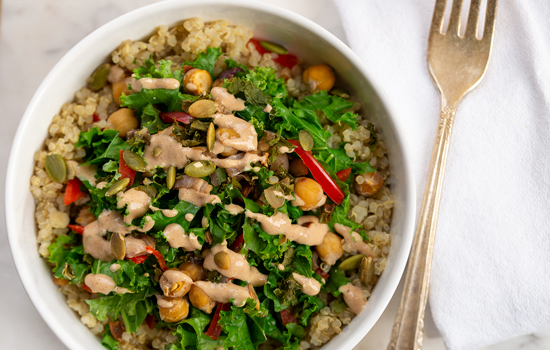 Crispy Chickpea Quinoa Bowl With Lemon Vinaigrette | DrFuhrman.com