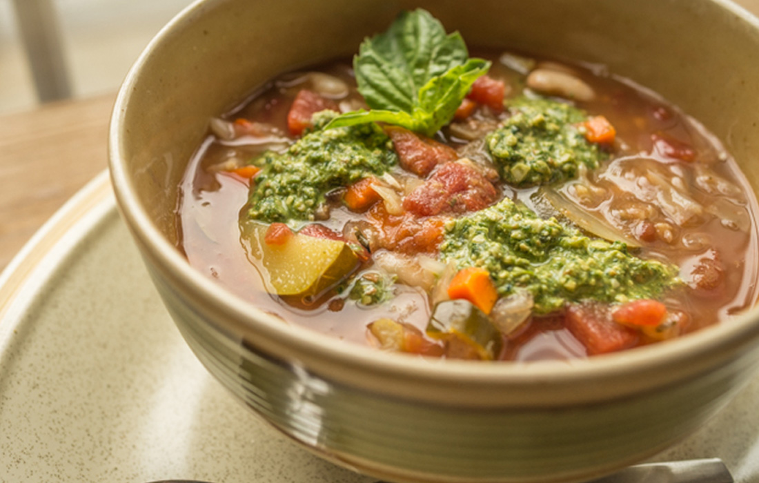 Provencal Vegetable Soup with Pumpkin Seed Pesto | DrFuhrman.com